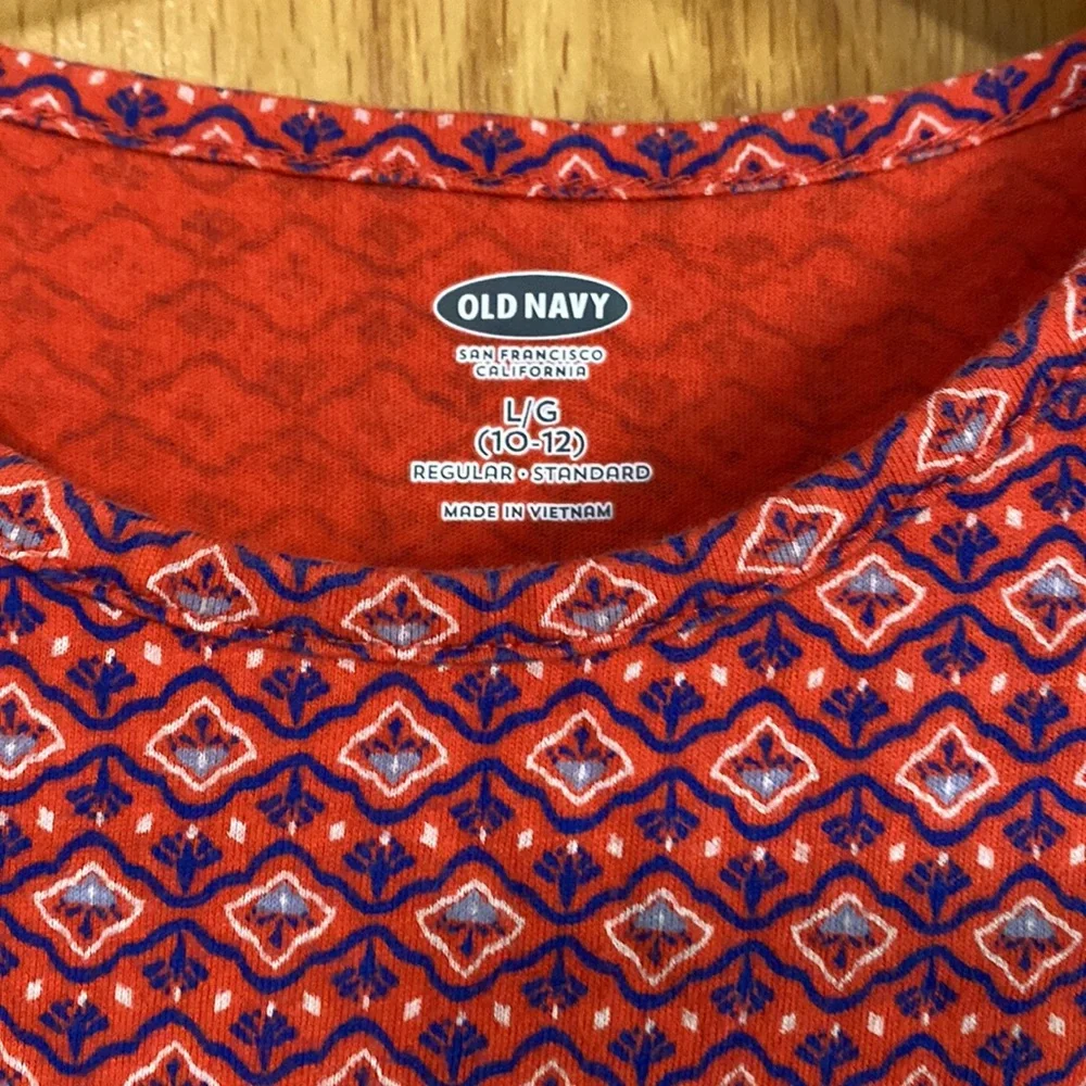Girls orange and blue print dress